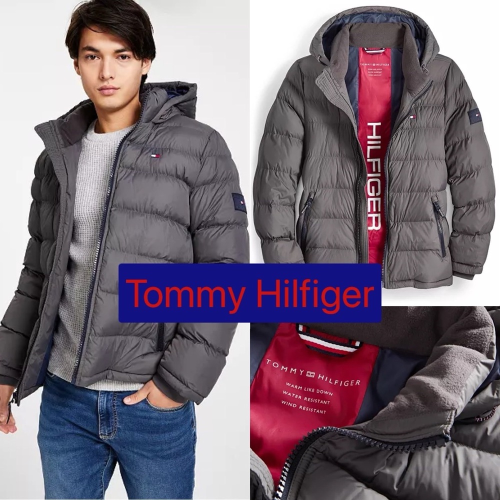Tommy Hilfiger - Street Style Down Quilted Puffer Jacket w/ Hood (Army Green, M)